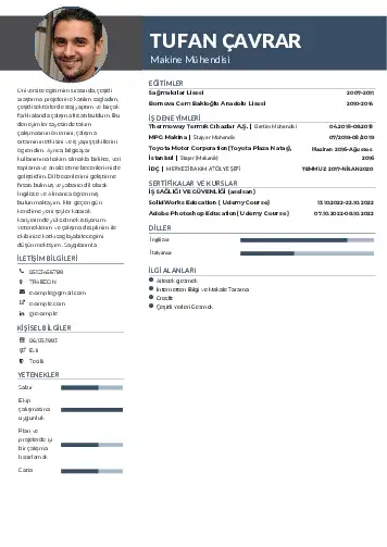 Makine Mühendisi Cv Örnekleri cv indir